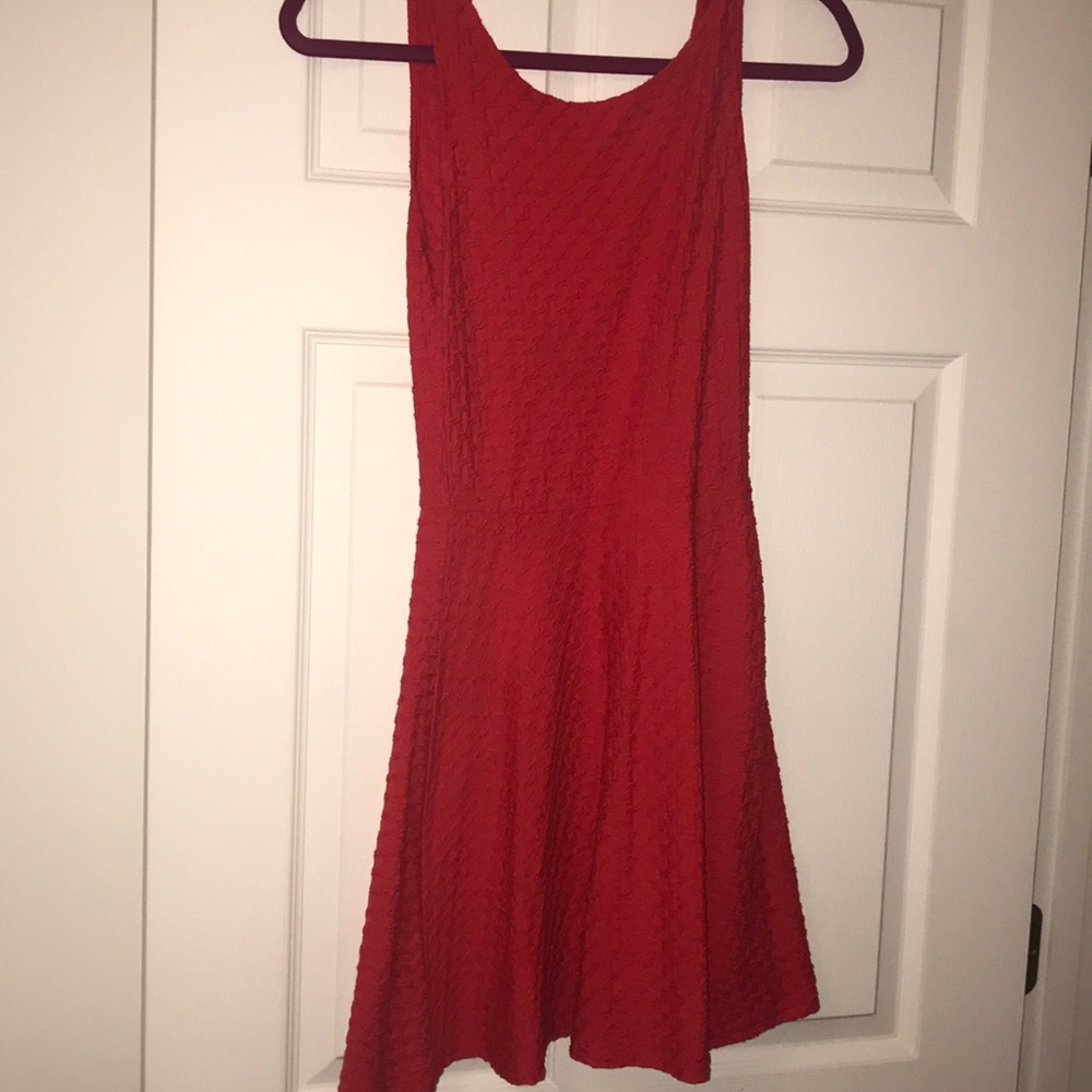 red skater dress